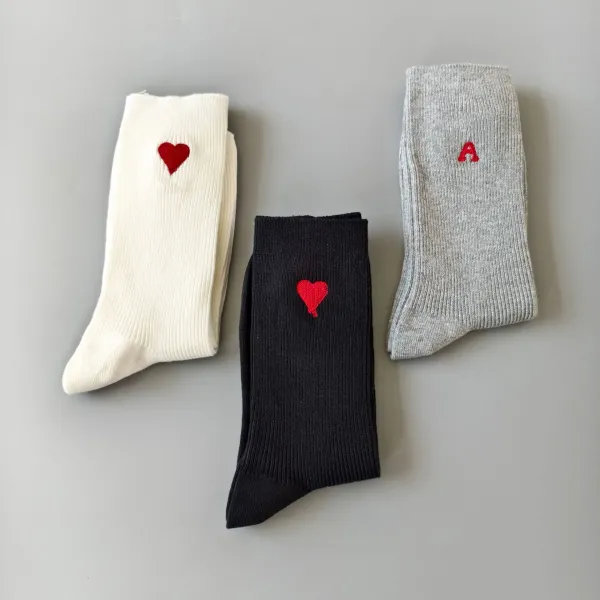 Design Alexandre Mattiussi Heart Embroidery Gray Socks - 3