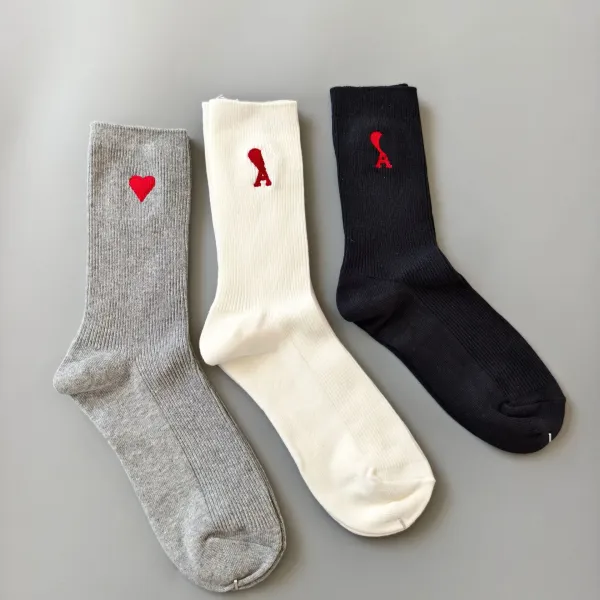 Design Alexandre Mattiussi Heart Embroidery Gray Socks - 4