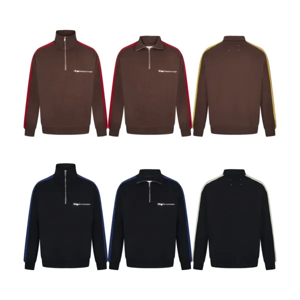 Maison Margiela Half-Zip Track Top Black with Contrast Stripes Hoodie - 3
