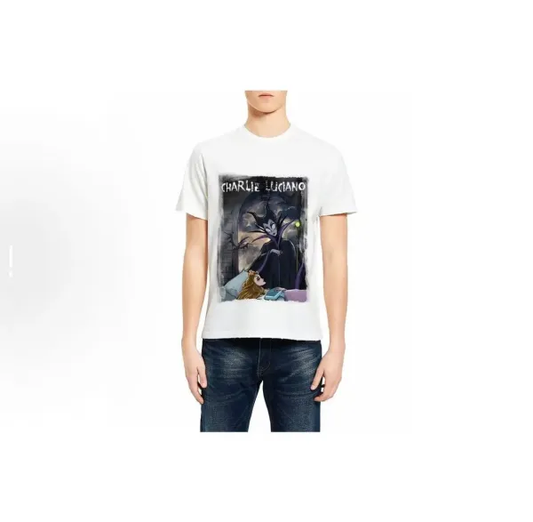 Design Charlie Luciano Maleficent x Aurora Graphic Print Off-White T-Shirt T-Shirts - 10