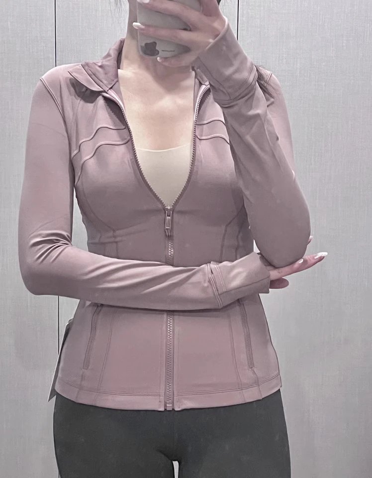 Alo Yoga Sculpt Long Sleeve Zip-Up Top Dusty Pink Activewear - 29
