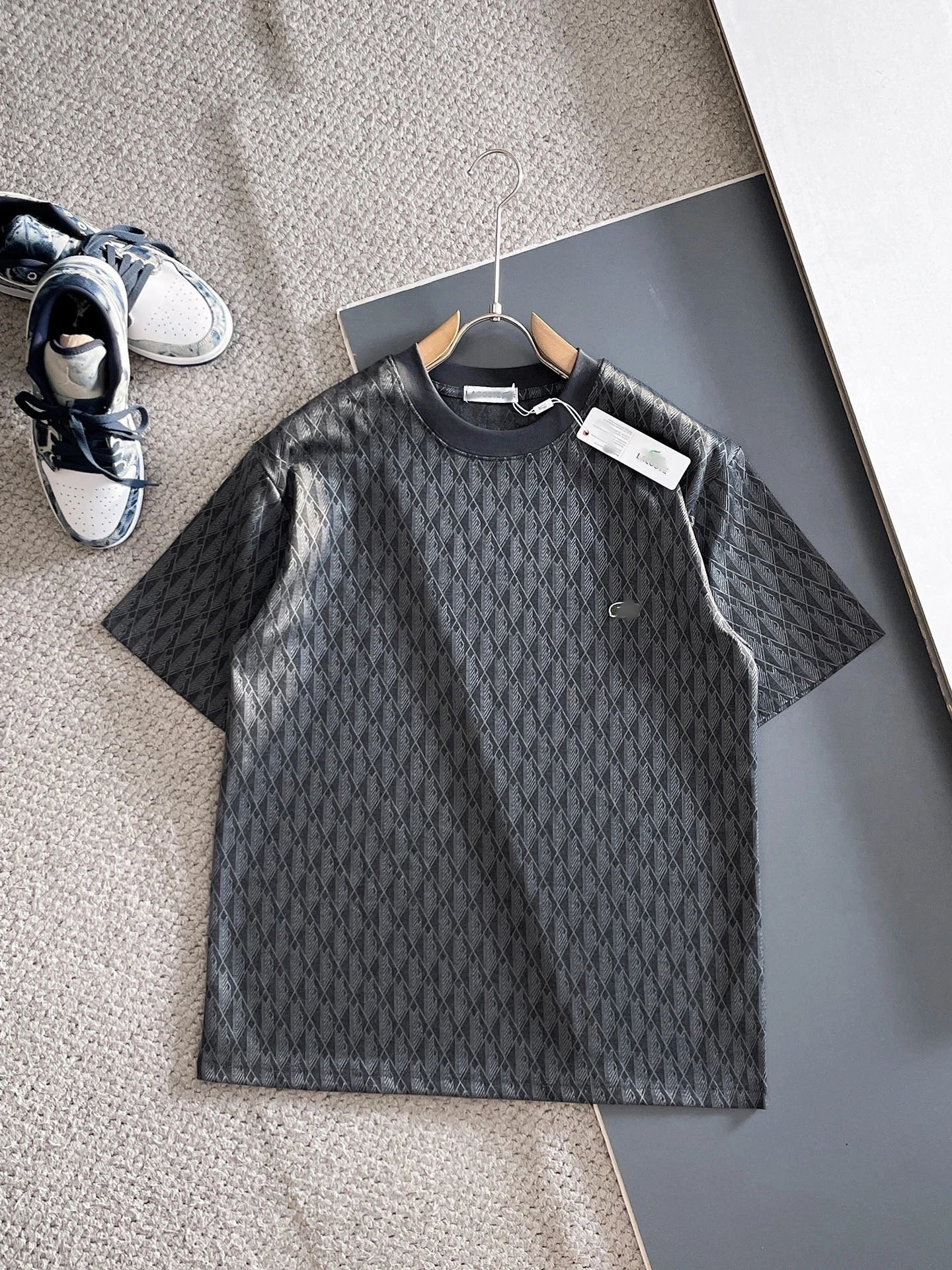 Lacoste Monogram Print Beige Set T-Shirt and Shorts - 13
