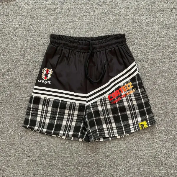 Corteiz Plaid Panel Shorts Black / Blue - 8