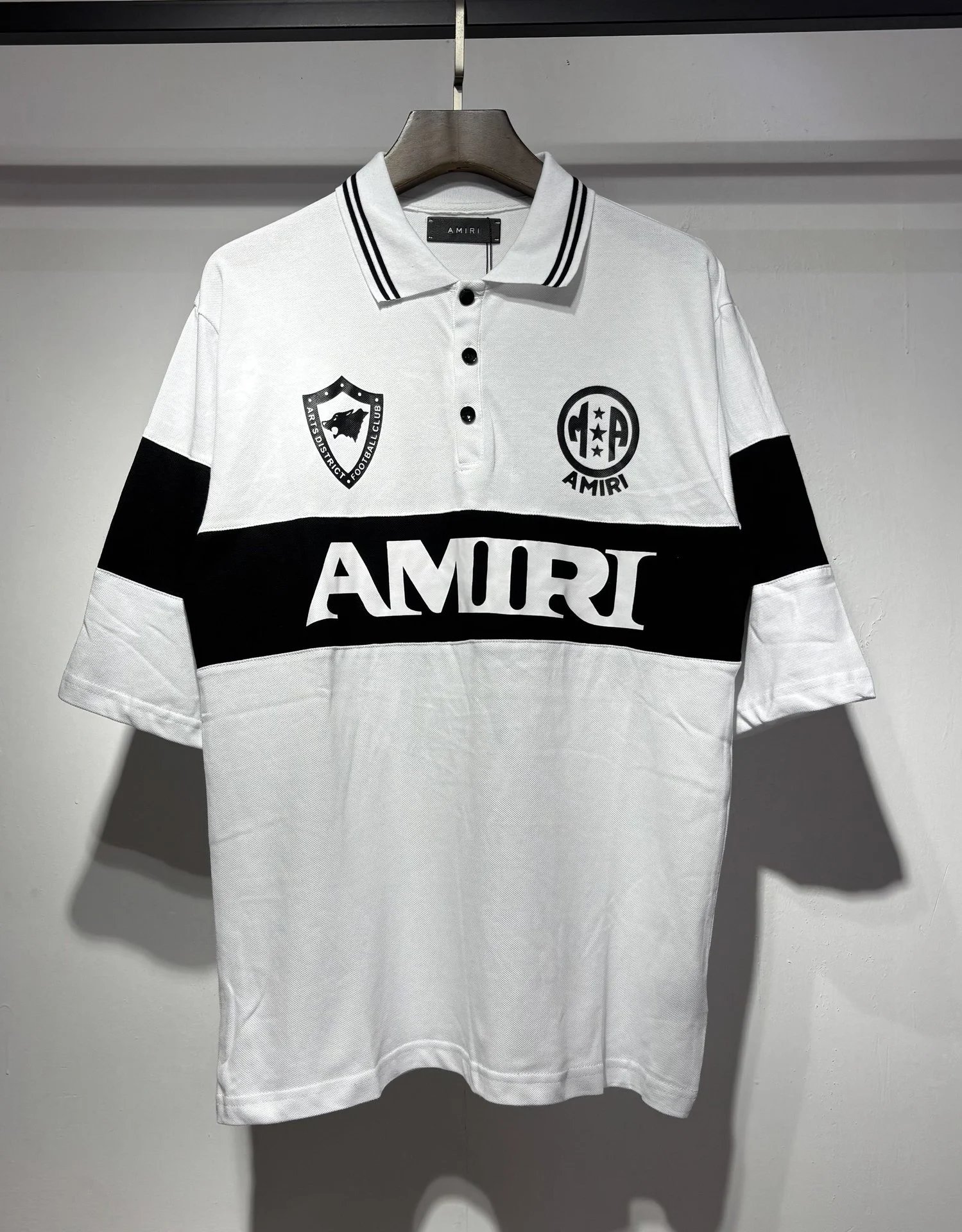 Amiri Logo Embroidered Black Polo with White Trim Polo Shirt - 26
