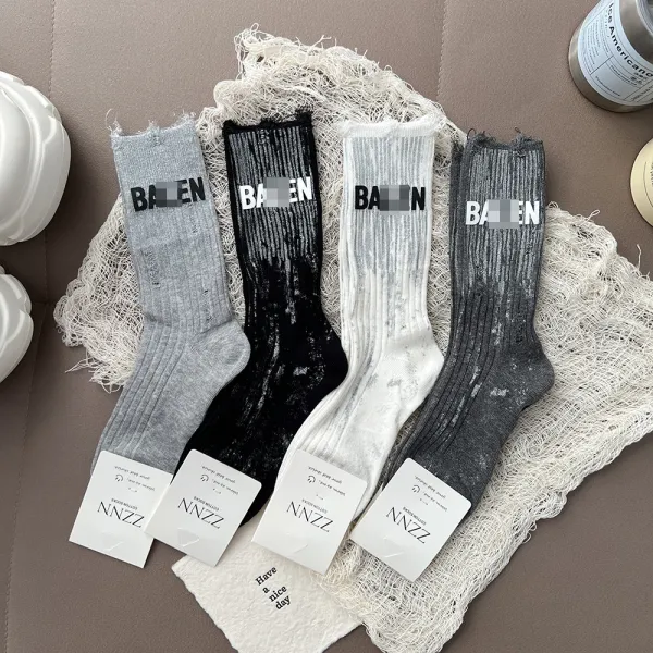 Design NNZZ Distressed Logo Socks Black Socks - 4