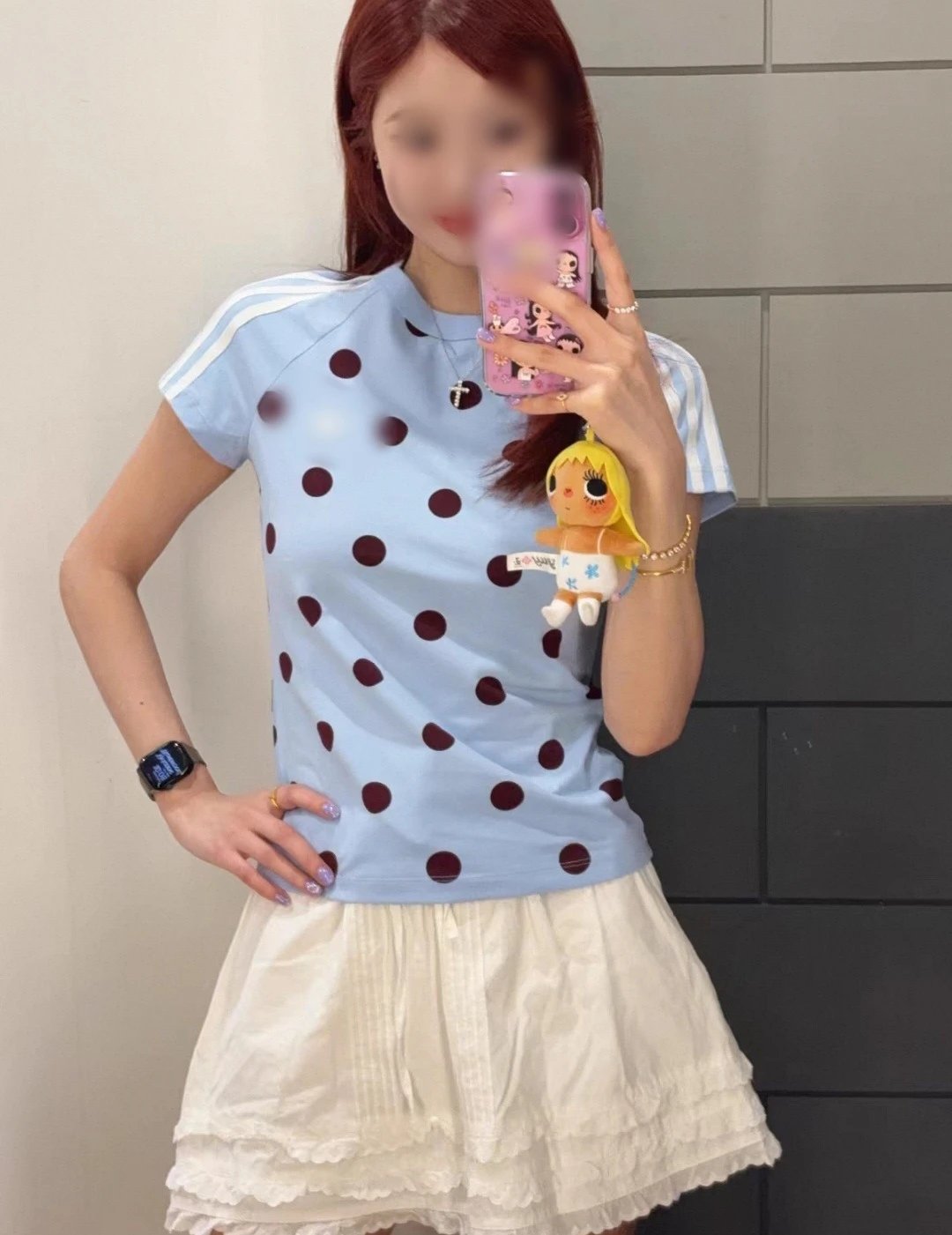 Design Polka Dot Graphic T-Shirt White / Black - 5