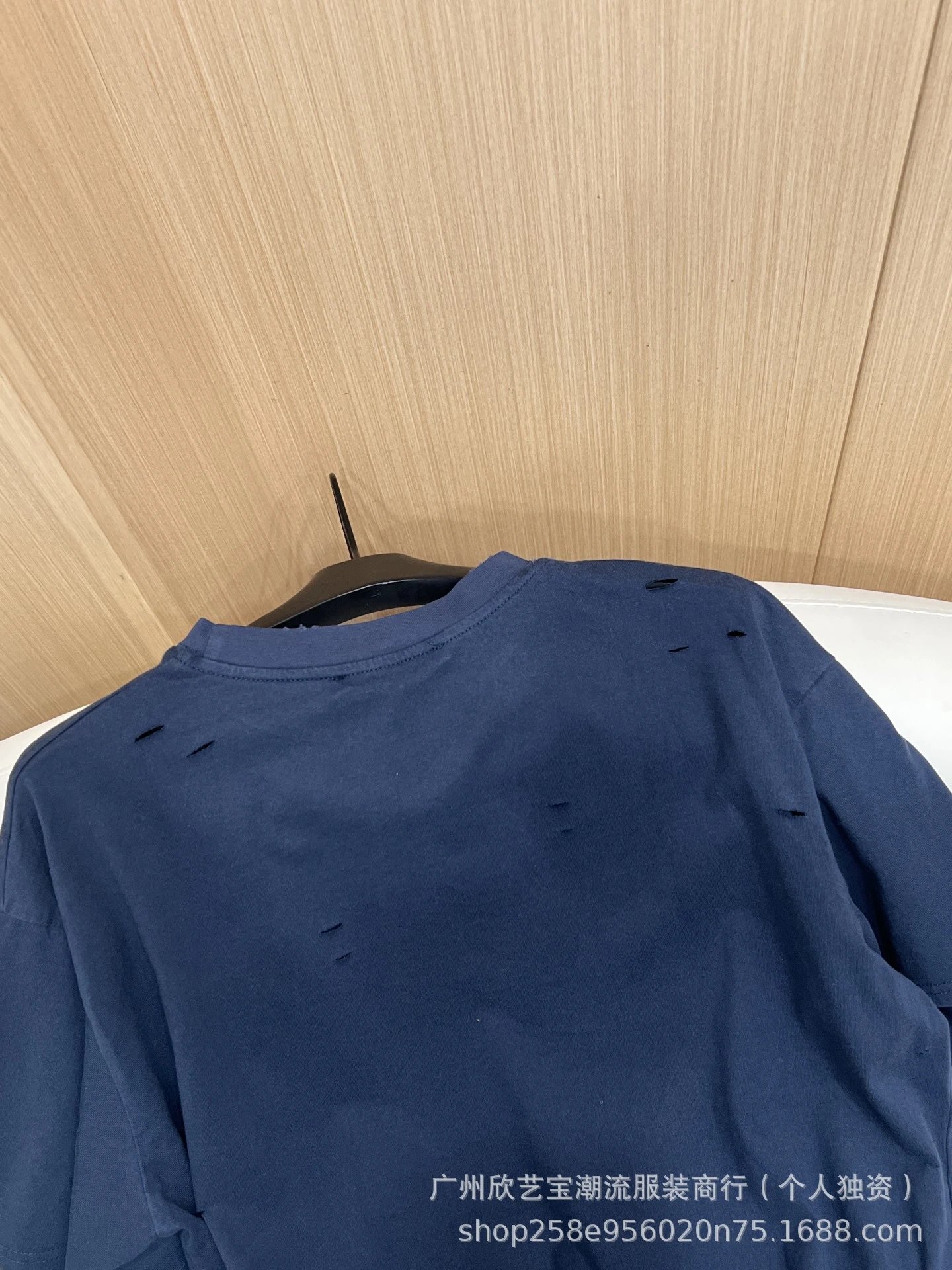 Acne Studios Distressed Logo Print Navy T-Shirt - 16