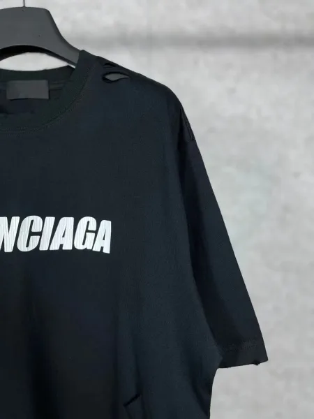 Balenciaga Lenciaga Distressed Oversized T-Shirt White - 7