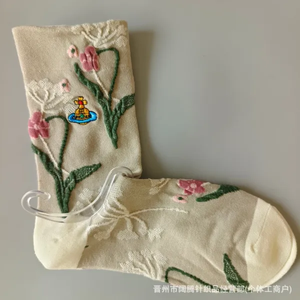 Vivienne Westwood Orb Embroidered Lace-Trim Socks Pink - 5