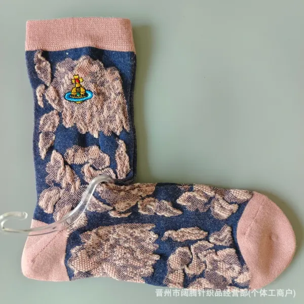 Vivienne Westwood Orb Embroidered Lace-Trim Socks Pink - 6