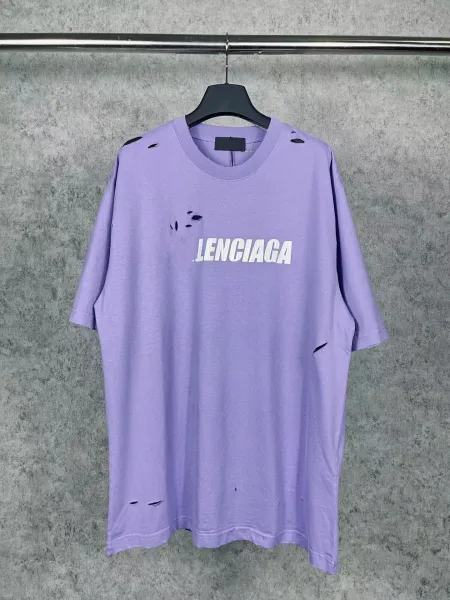 Balenciaga Lenciaga Distressed Oversized T-Shirt White - 17