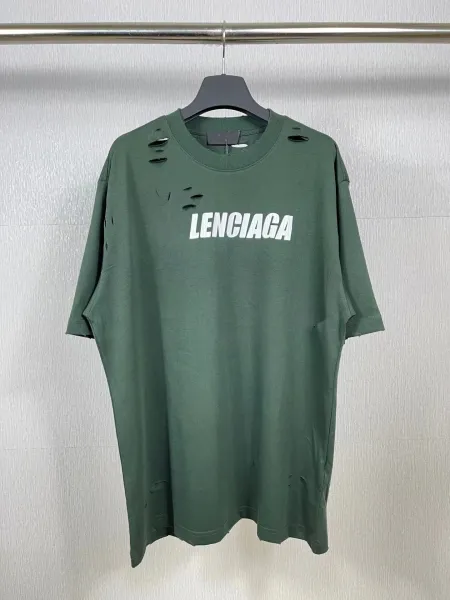 Balenciaga Lenciaga Distressed Oversized T-Shirt White - 19