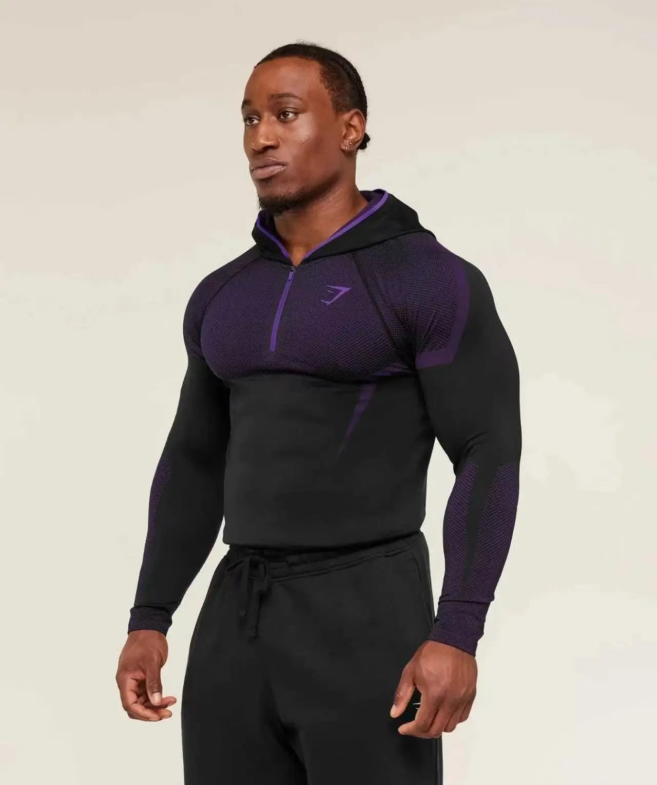 Gymshark Apex Half-Zip Hoodie Black and Forest Green - 4