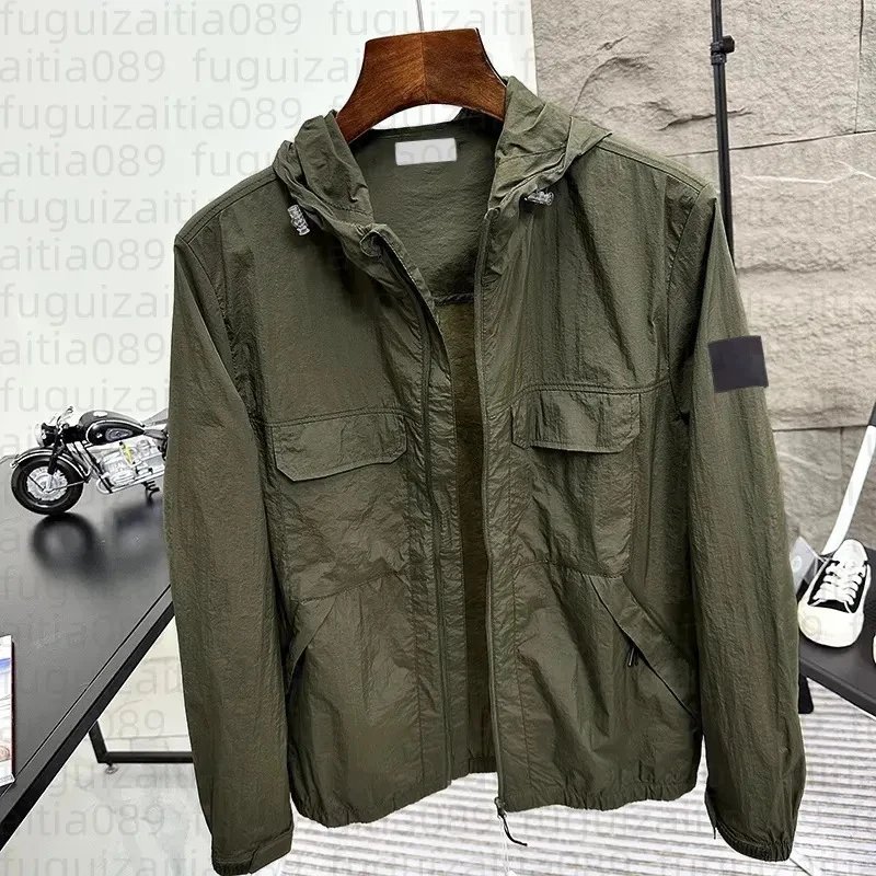 Design Hooded Windbreaker Jacket Gray Outerwear - 10