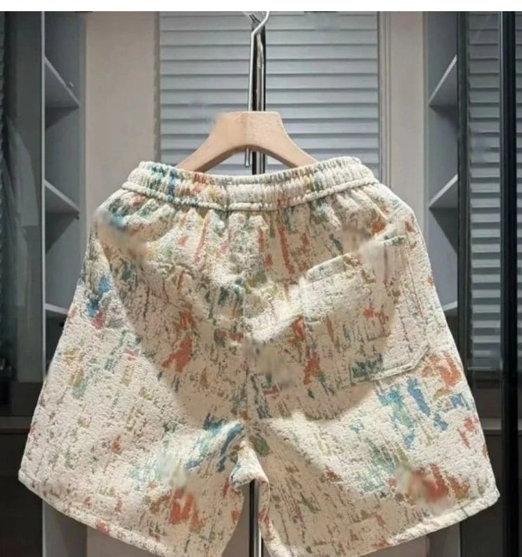 Design Abstract Print Drawstring Waist Shorts Multicolor - 6