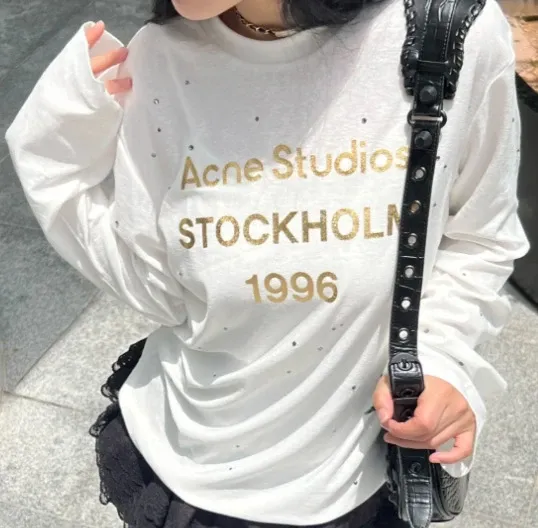 Acne Studios Stockholm 1996 Gold Foil Long-Sleeve T-Shirt White - 1
