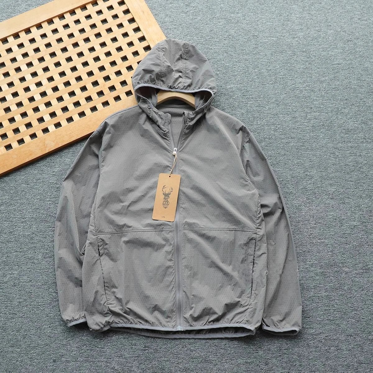 Design Lightweight Hooded Windbreaker Beige Outerwear - 8