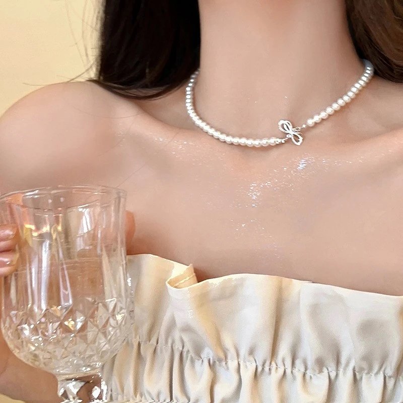 Design Pearl Bead Necklace with Rocking Horse Charm and Matching Ring Set Jewelry - 10