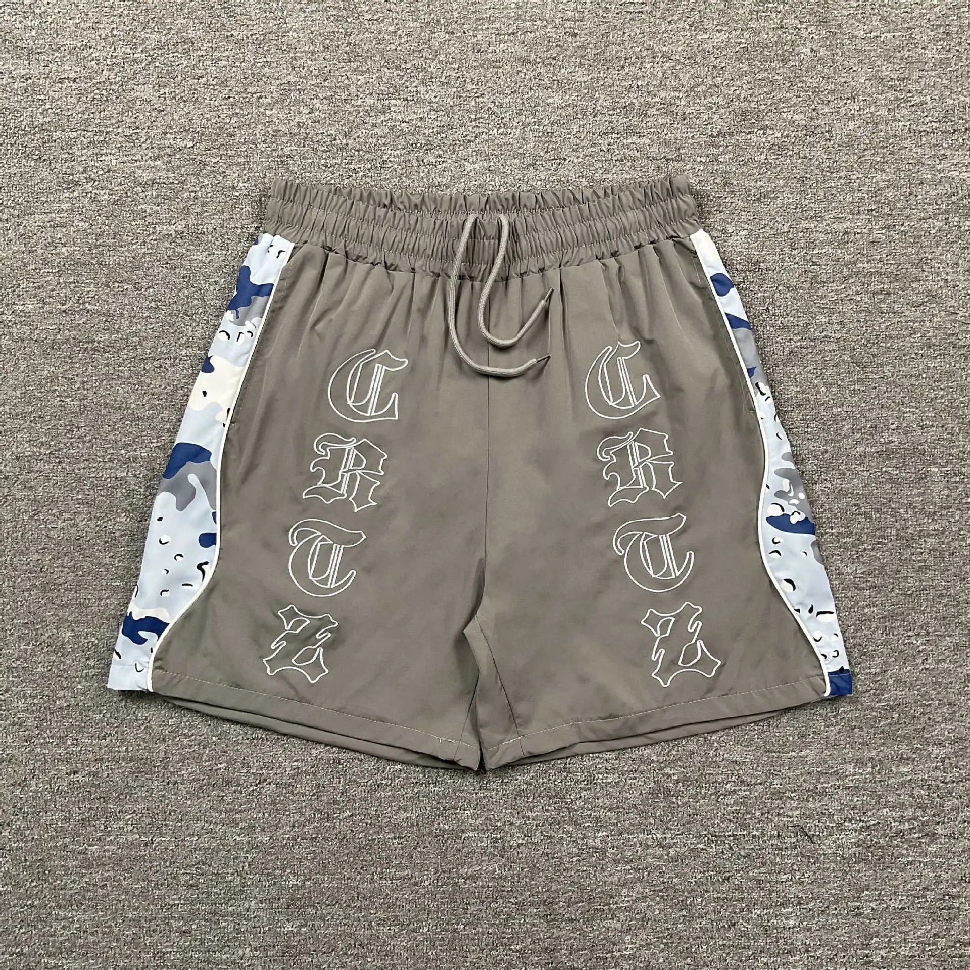 Corteiz Camo Side-Stripe Shorts Gray - 1
