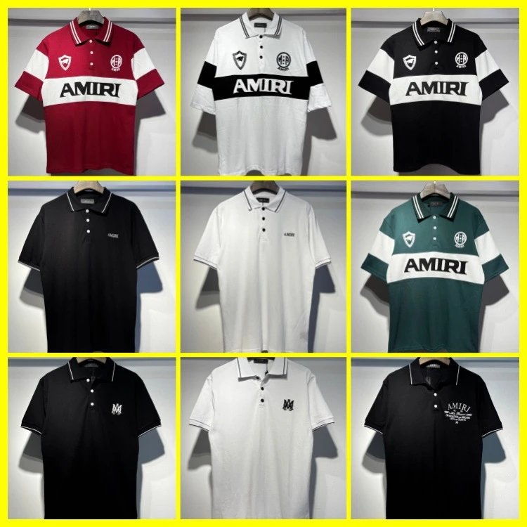 Amiri Logo Embroidered Black Polo with White Trim Polo Shirt - 2