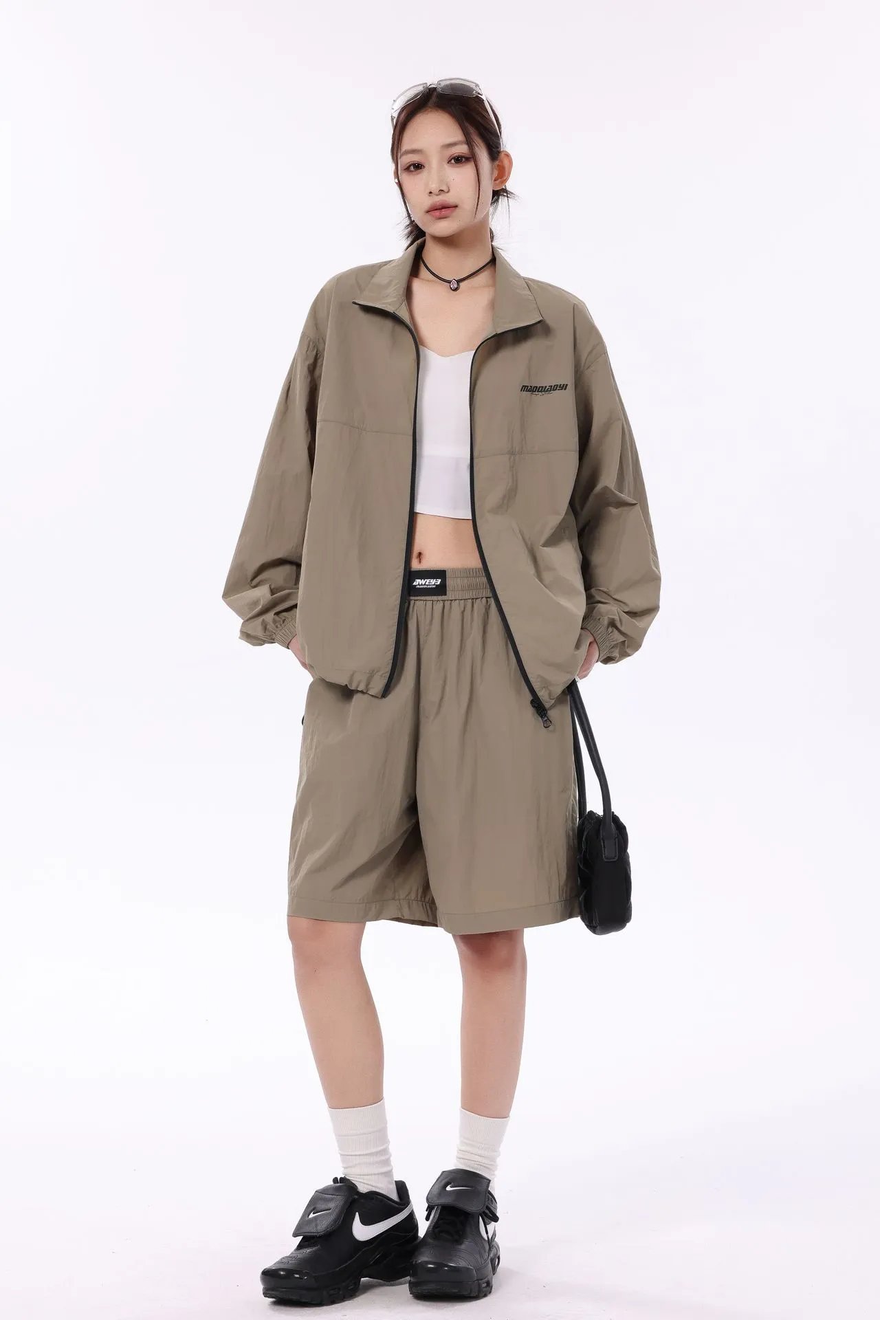 Design Maoqiaoyi Windbreaker Set Beige Outerwear Set Sets - 8