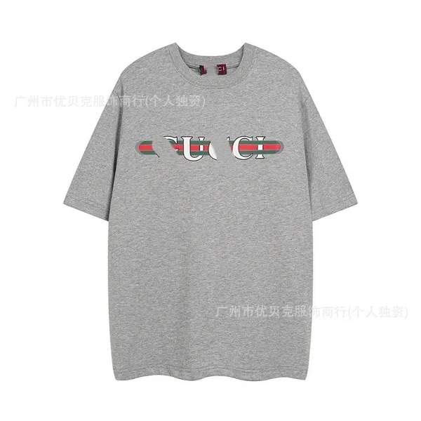 Gucci Logo Print Oversized Gray T-Shirt - 1