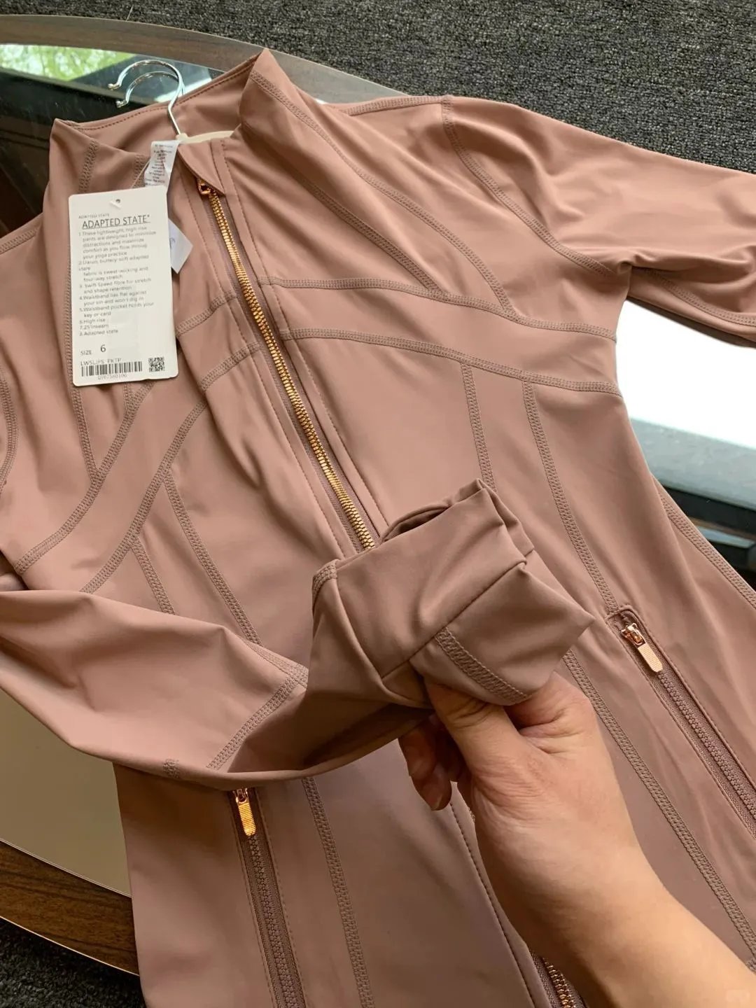 Alo Yoga Sculpt Long Sleeve Zip-Up Top Dusty Pink Activewear - 19