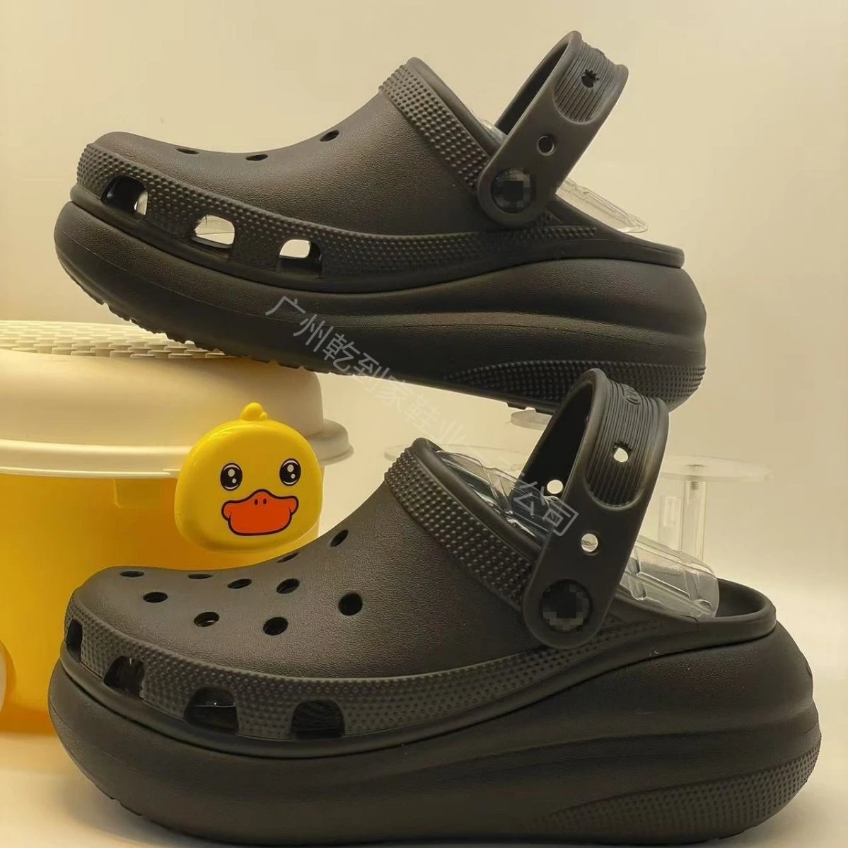 Crocs Classic Platform Clog Black Shoes Sandals - 9