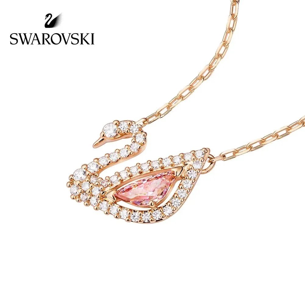 [Highest Version] Swarovski DAZZLING SWAN Pink Swan Necklace for Women Elegant Fashion Jewelry Valentine's Day Gift