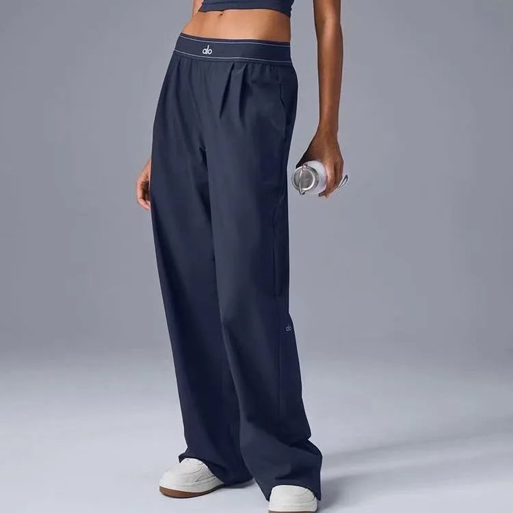Navy Blue Wide-Leg Yoga Pants