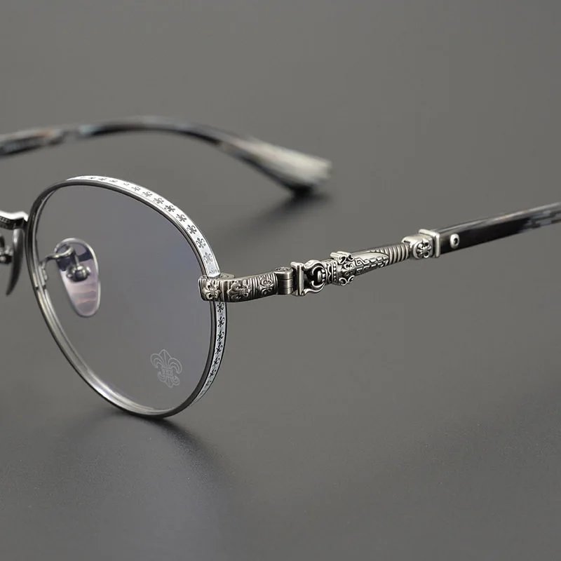 Chrome Hearts Cross Motif Round Frame Round Frame Eyeglasses