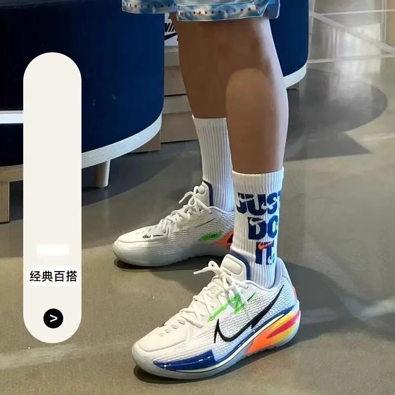 丽丽新款外贸美国NK樱花粉印花多勾运动三双装毛巾袜子春秋款长筒袜 4
