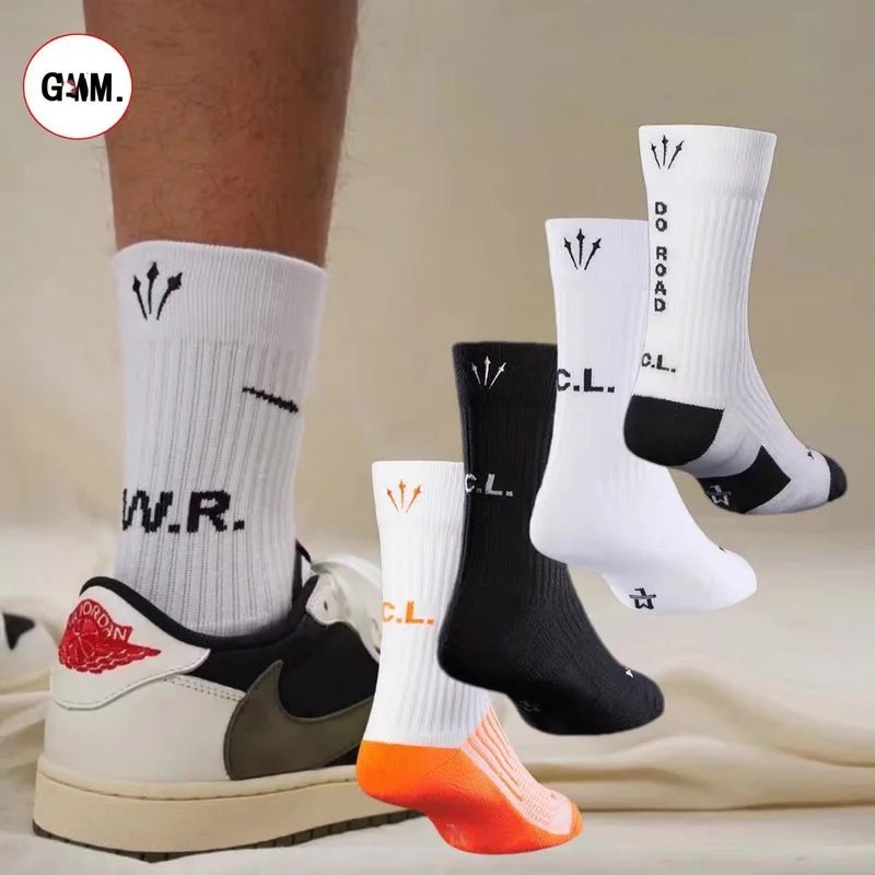 丽丽潮牌NOCTA联名高筒三叉刺绣毛巾底长袜男休闲潮流运动袜跑步袜子