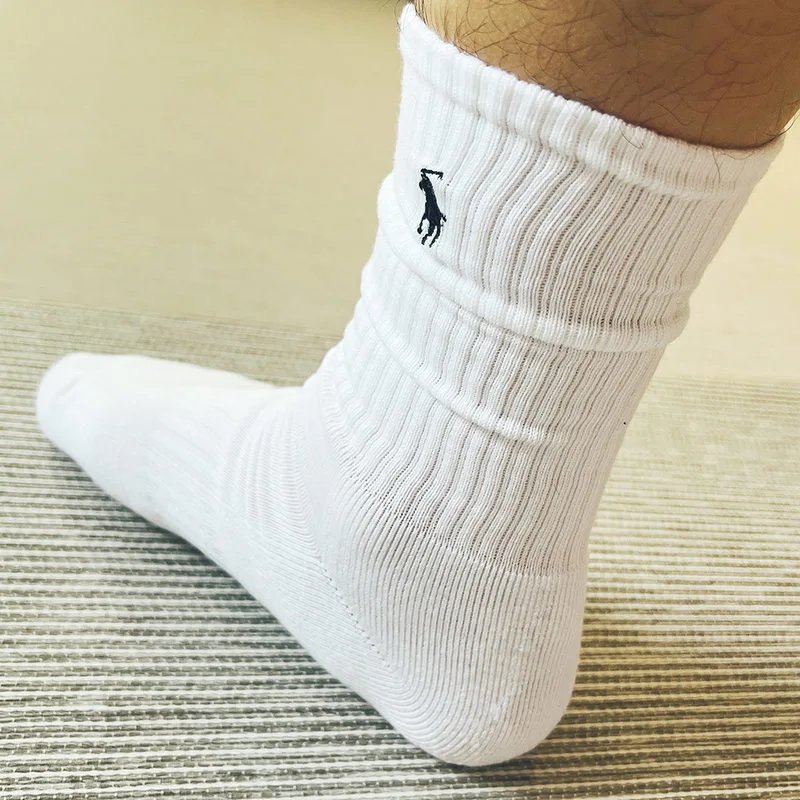丽丽 3 pair polo拉夫小马速干涤棉高筒毛巾底运动休闲袜男士运动白袜子 4