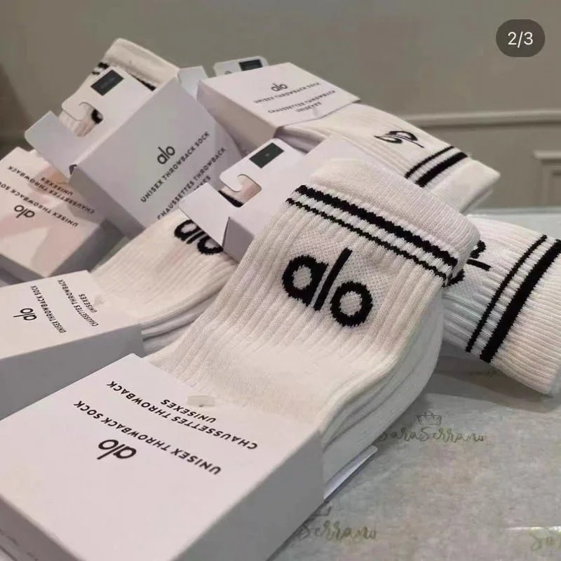 lili051706alo 袜子棉中筒运动80棉中款瑜伽袜四季女袜高筒袜男女均可