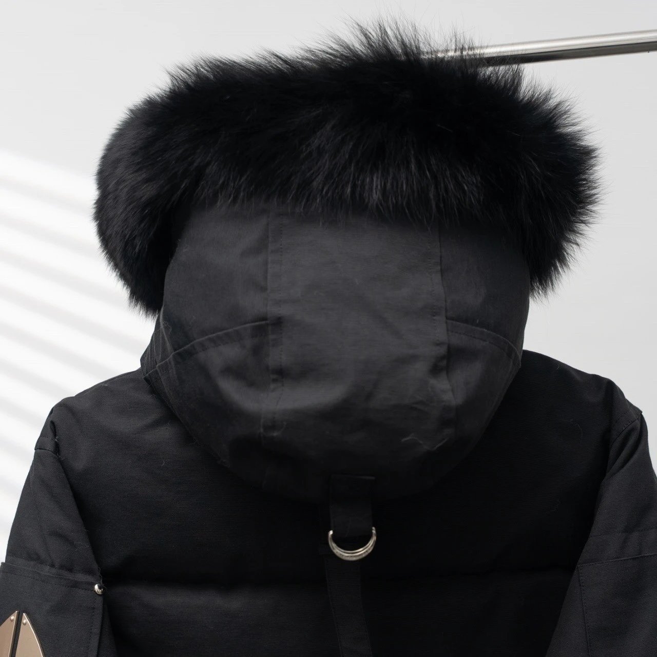 Unbranded Down Jackets Hooded fur-trim puffer jacket with flap pockets image 3