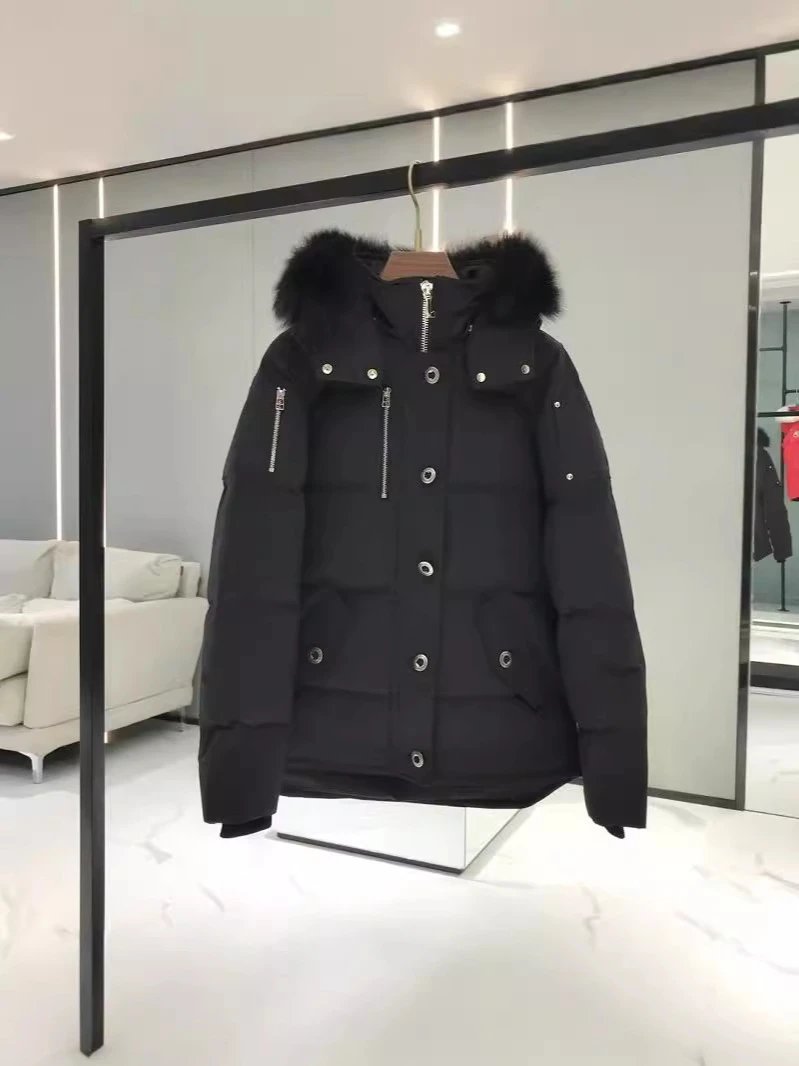 Unbranded Down Jackets Hooded fur-trim puffer jacket with flap pockets — Black (05 female black fur collar)