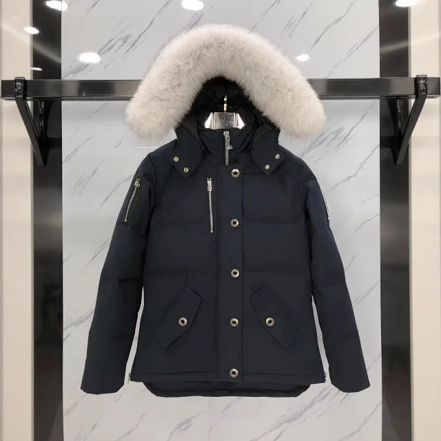 Unbranded Down Jackets Hooded fur-trim puffer jacket with flap pockets product detail image 4