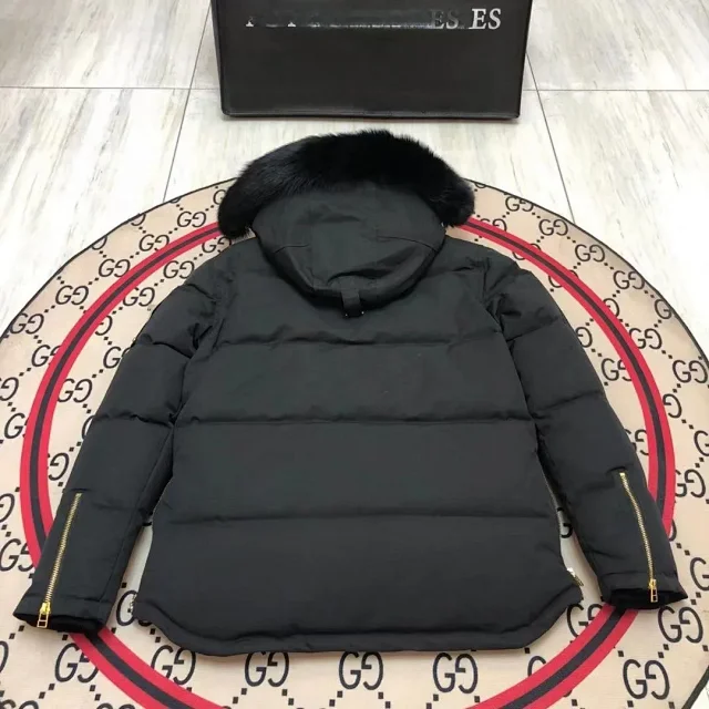 Unbranded Down Jackets Hooded fur-trim puffer jacket with flap pockets product detail image 5