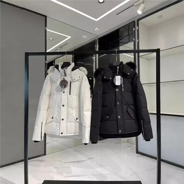 Unbranded Down Jackets Hooded fur-trim puffer jacket with flap pockets product detail image 3