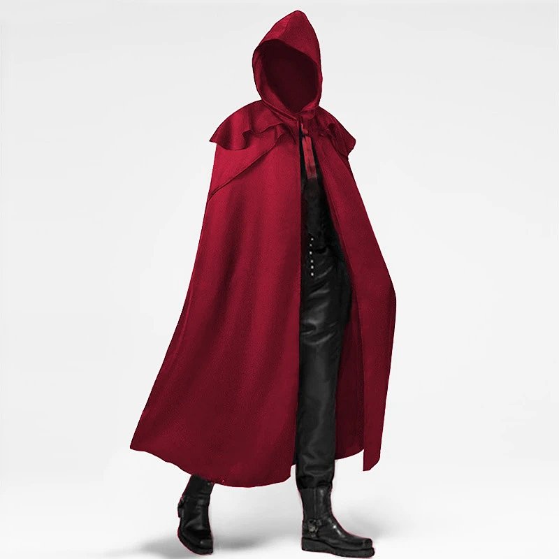 Hooded Cape Burgundy Outerwear