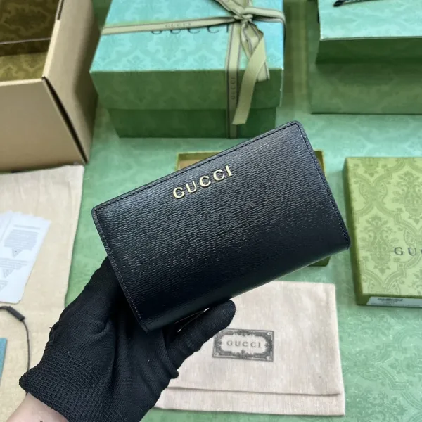 Gucci Marmont Mini Leather Wallet Black Short Wallet - 1