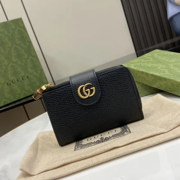 Gucci GG Marmont Mini Leather Wallet Black Short Wallet - 1