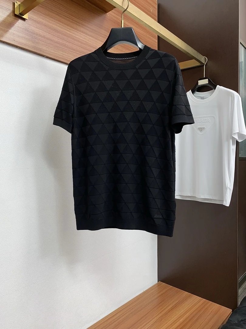 Prada T-Shirts Crew-neck short-sleeve graphic and textured designs image 5