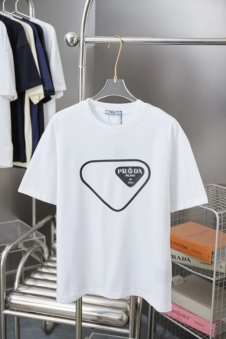 Prada T-Shirts Crew-neck short-sleeve graphic and textured designs image 10