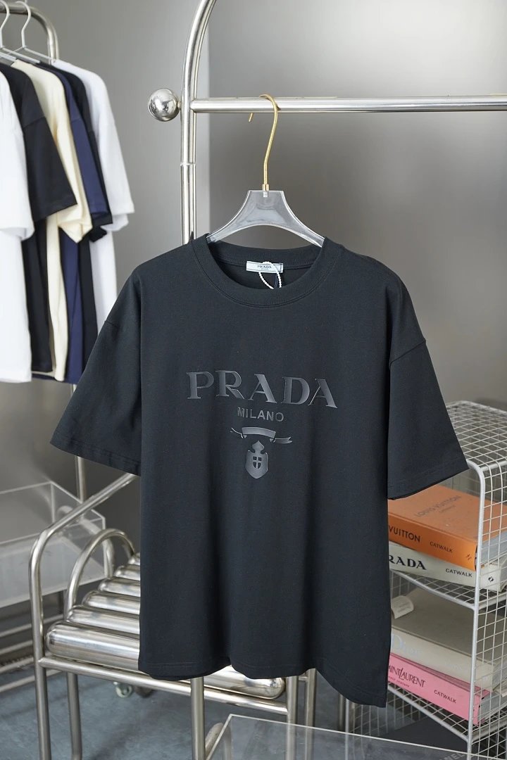 Prada T-Shirts Crew-neck short-sleeve graphic and textured designs — 51