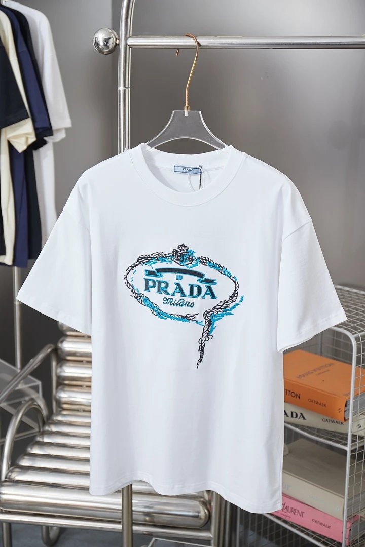 Prada T-Shirts Crew-neck short-sleeve graphic and textured designs — 57
