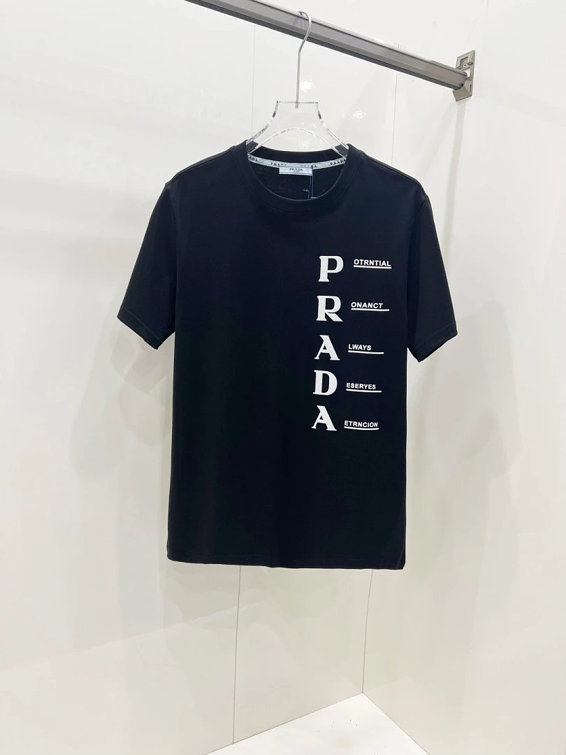 Prada T-Shirts Crew-neck short-sleeve graphic and textured designs — 77