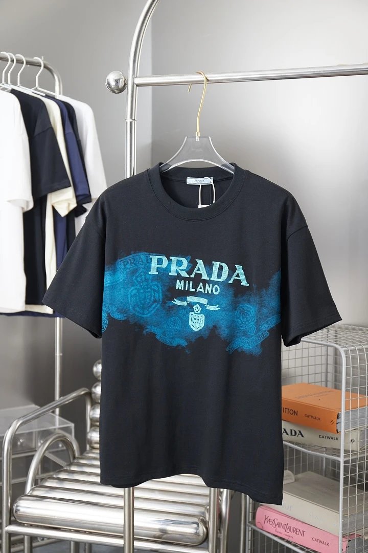 Prada T-Shirts Crew-neck short-sleeve graphic and textured designs — 73