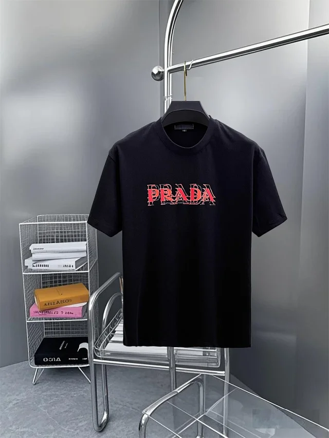 Prada T-Shirts Crew-neck short-sleeve graphic and textured designs product detail image 1